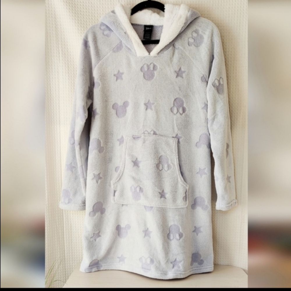 Disney Mickey and Minnie Mouse  Lounger Short Robe With Cozy Hood Size Medium